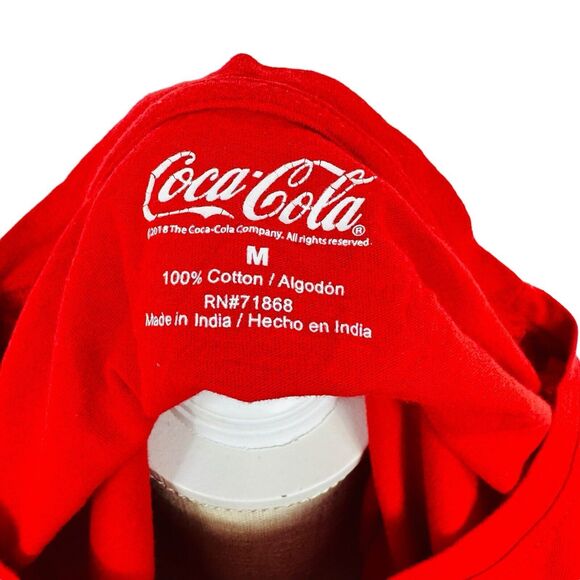 Coca-Cola Crop Top Cropped T-Shirt Knot Tie Crew Neck Colorful Womens Size M Red - Picture 7 of 8